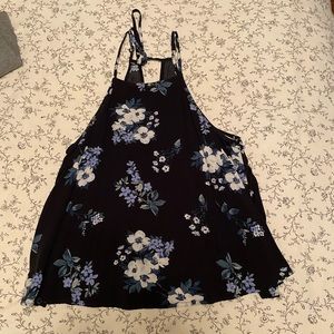 Hollister blue floral halter tank
